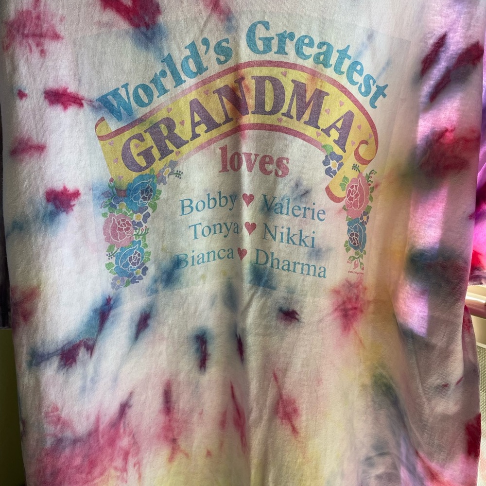 Vintage 1994 floral worlds greatest Grandma tie dye tee - Picture 13 of 15